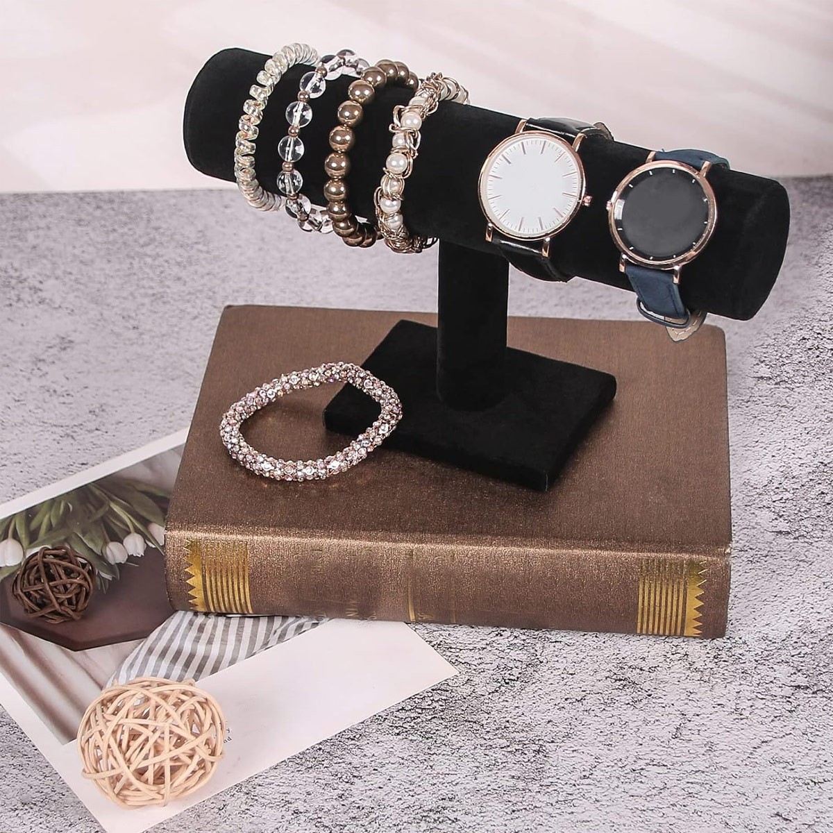 T Bar Jewelry Display Stand Bracelet Watch Necklace Holder Organizer Velvet Rack