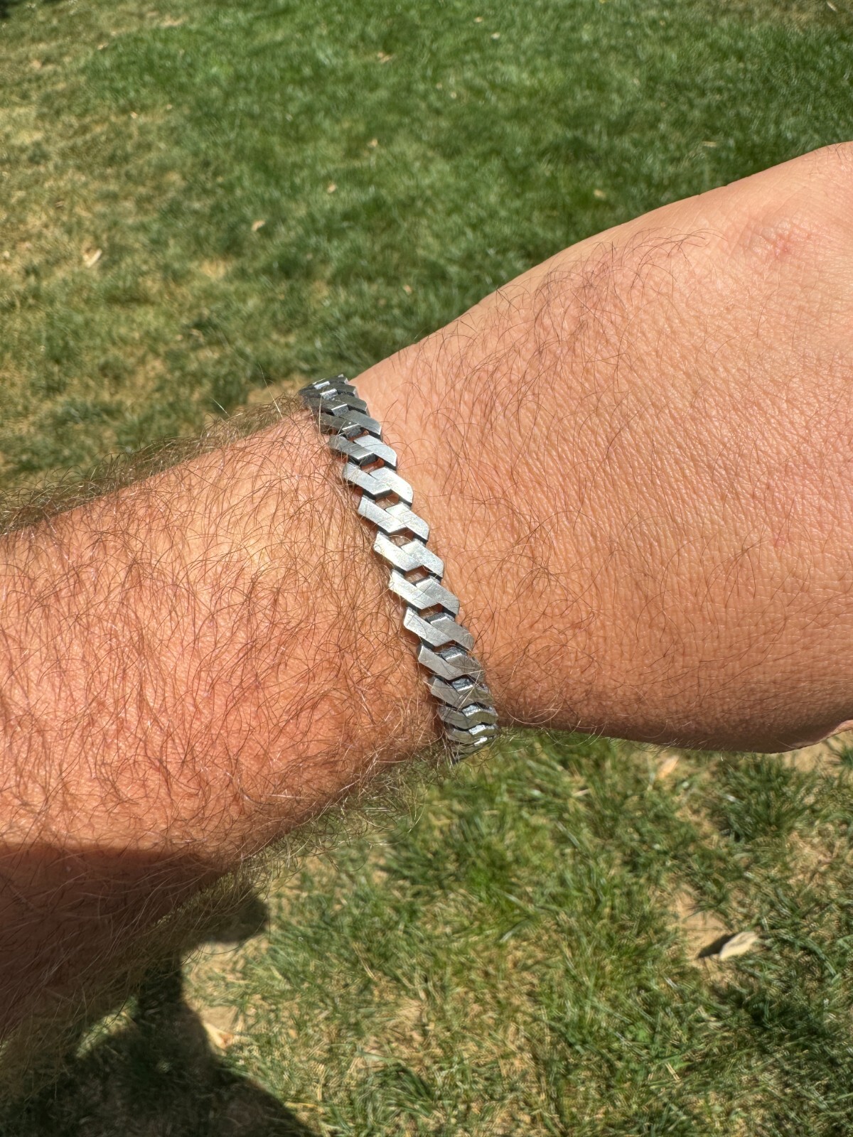Prong Custom Miami Cuban Link Bracelet 8.5mm Real 925 Silver Oxidized Finish