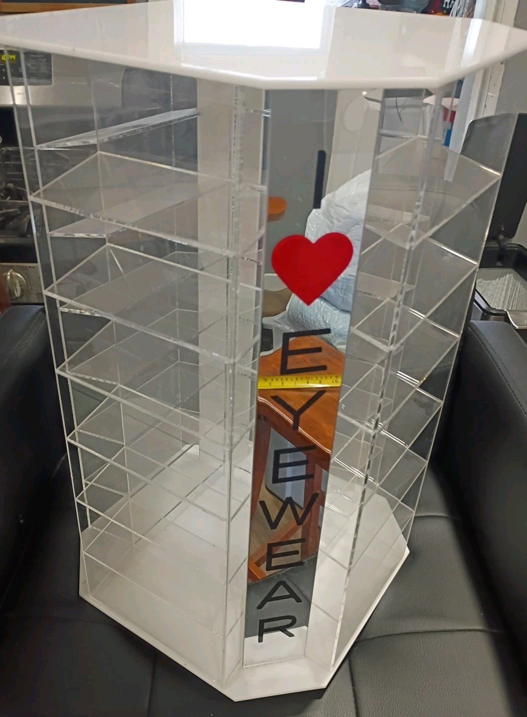Rotating Acrylic Counter Sun Glasses Eye Glass Jewelry Display Case 19″ Acrylic
