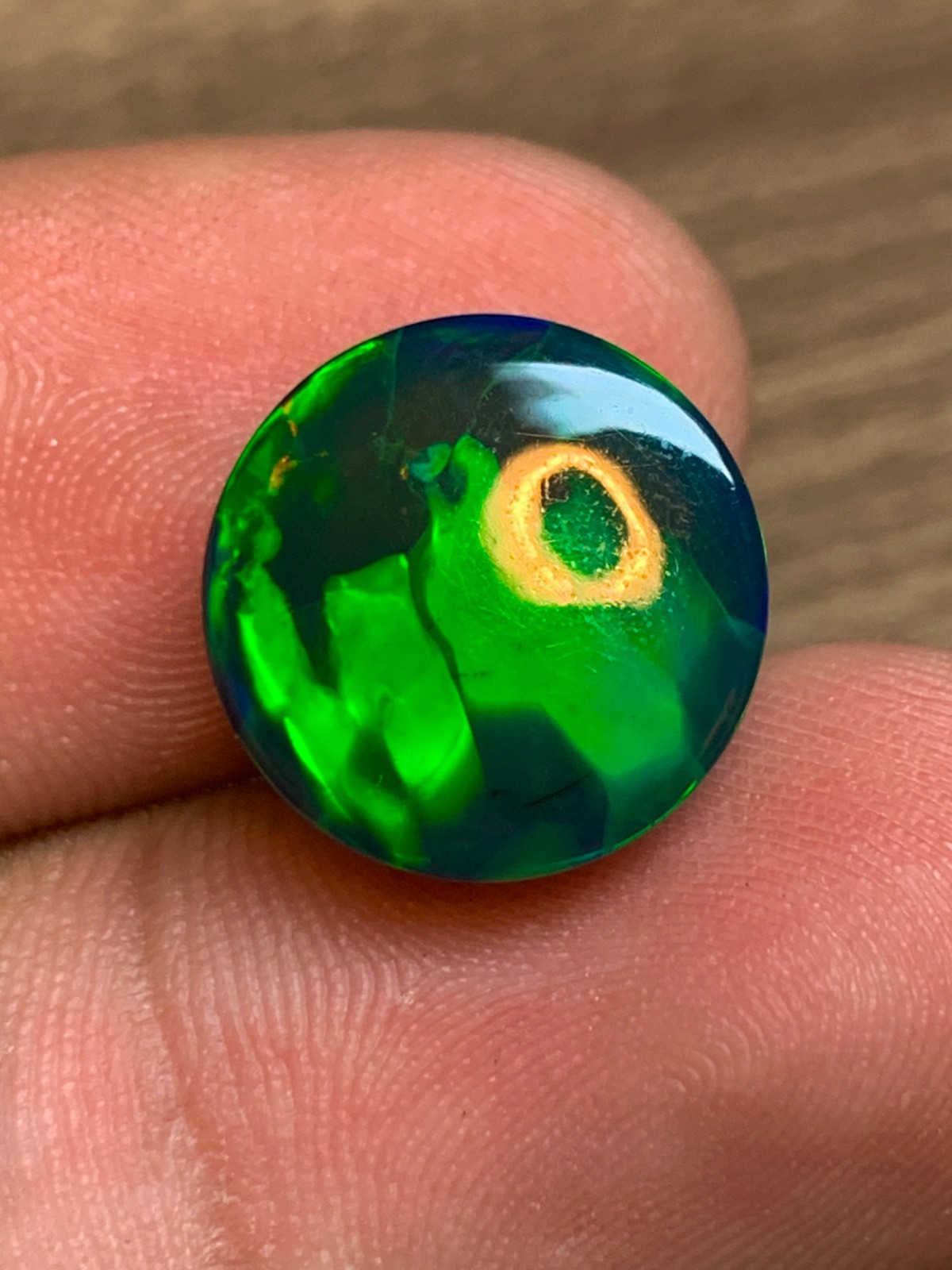 Ethiopian Opal Gemstone 5.15 Carat Round Cabochon Honeycomb Black Welo Loose Gem