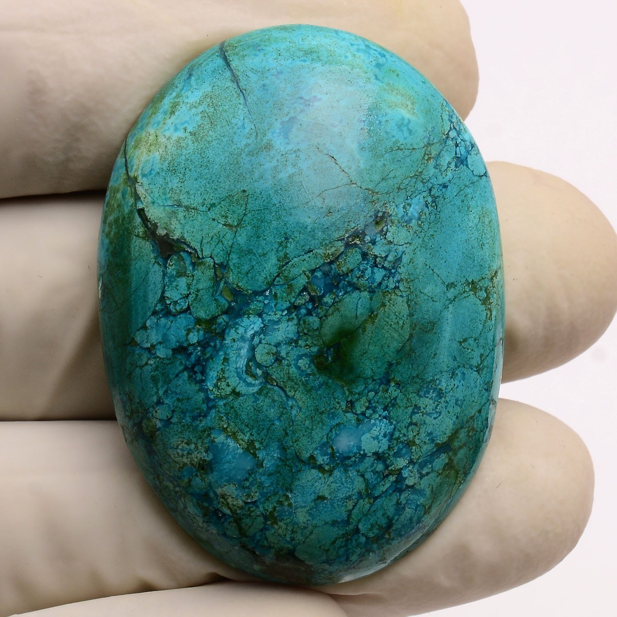 92.00 Cts Natural Tibbet Turquoise 42mmx31mm Oval Cabochon Huge Loose Gemstone