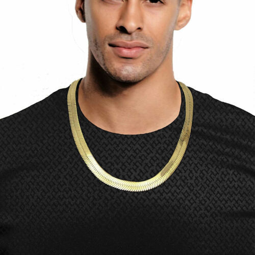 Hip Hop Rapper Herringbone 14K Gold Silver Plated Brass 10mm 24″ Chain Necklace