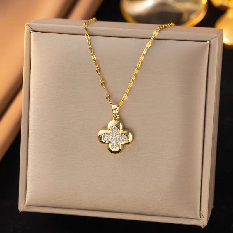 Wholesale Jewelry Casual Elegant Glam Four Leaf Clover 316 Stainless Steel