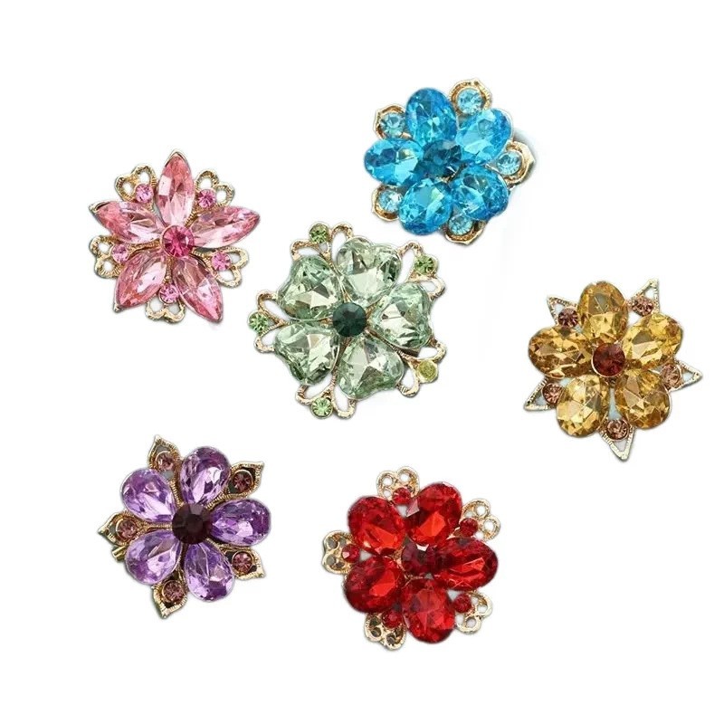 24PCS Vintage Brooch Lot Mixed Alloy Rhinestone Crystal Pins Wedding Bouquet DIY