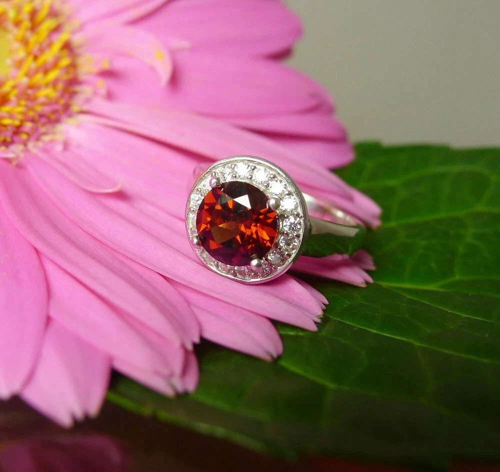 2.4Ct Round Cut Lab Created Garnet Women’s Wedding Ring 14K White Gold Plated