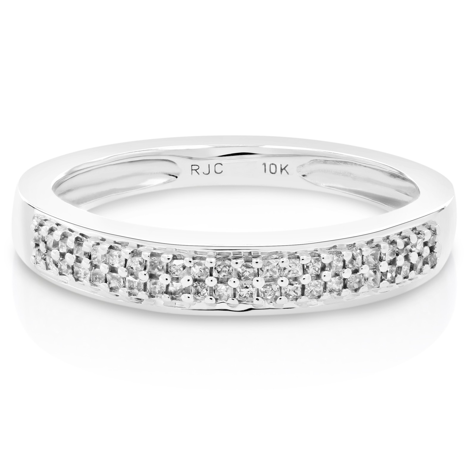 1/4 cttw Two Row Princess Cut Diamond Wedding Band 10K White Gold Size 7