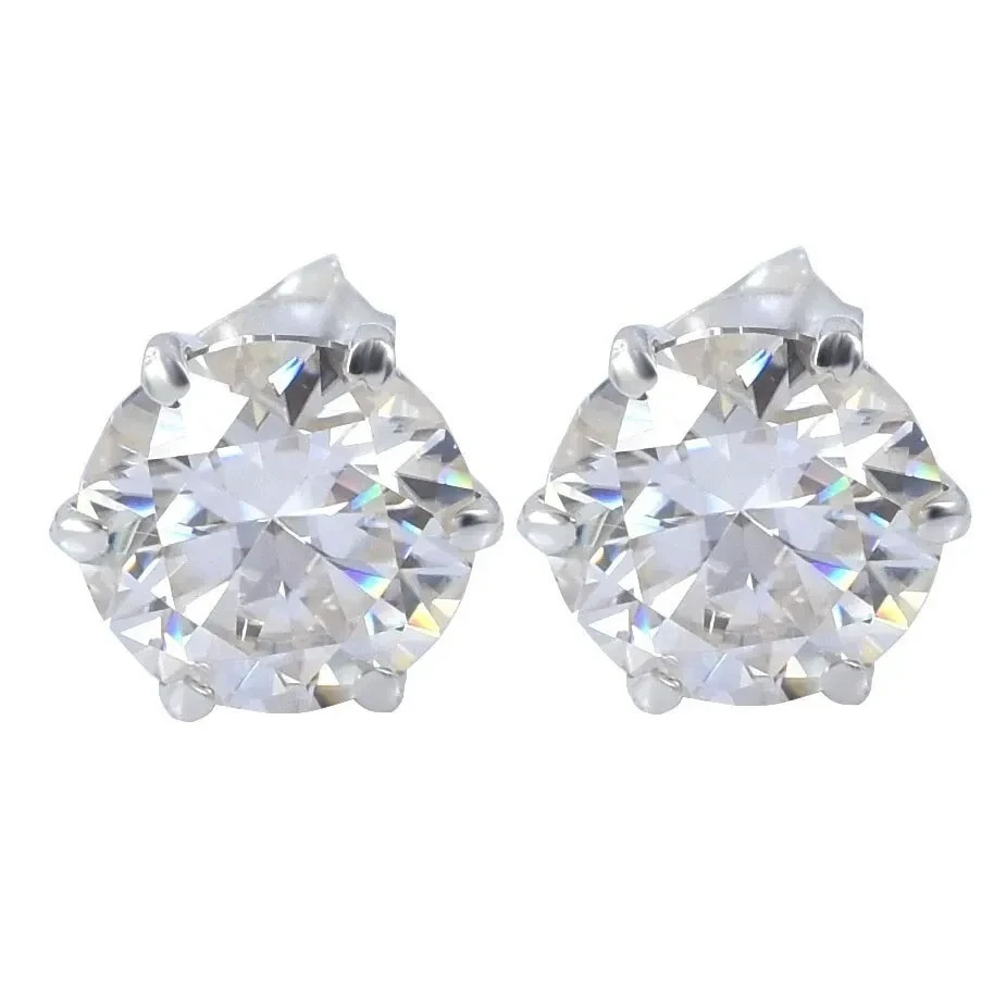 RARE 13.00 Ct Certified Round White Diamond Solitaire Studs In 925 Silver.