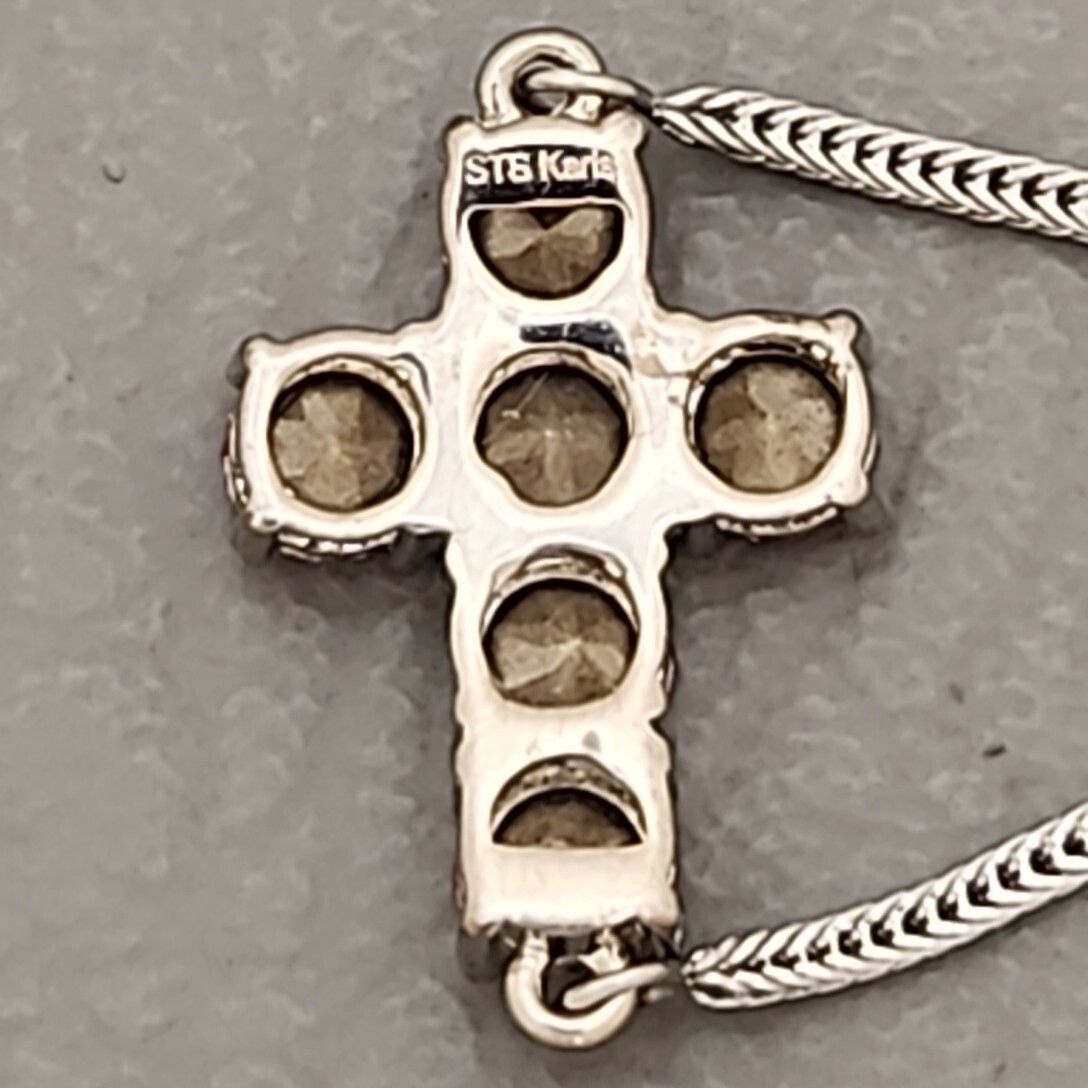 Cross Bracelet STS Karis Made with Swarovski Rose Crystals Pink Steel Mix