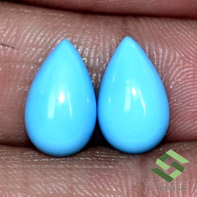 13×8 mm Natural Sleeping Beauty Turquoise Pear Cabochon Pair 6.26 CTS Loose Gems