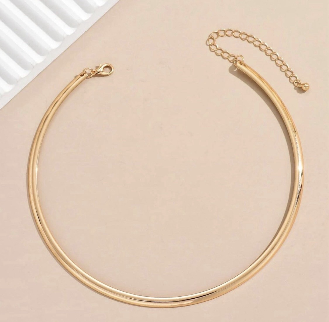 Gold Tone Collar Choker Necklace Cable Chain Lobster Clasp Adjustable 13+5cm