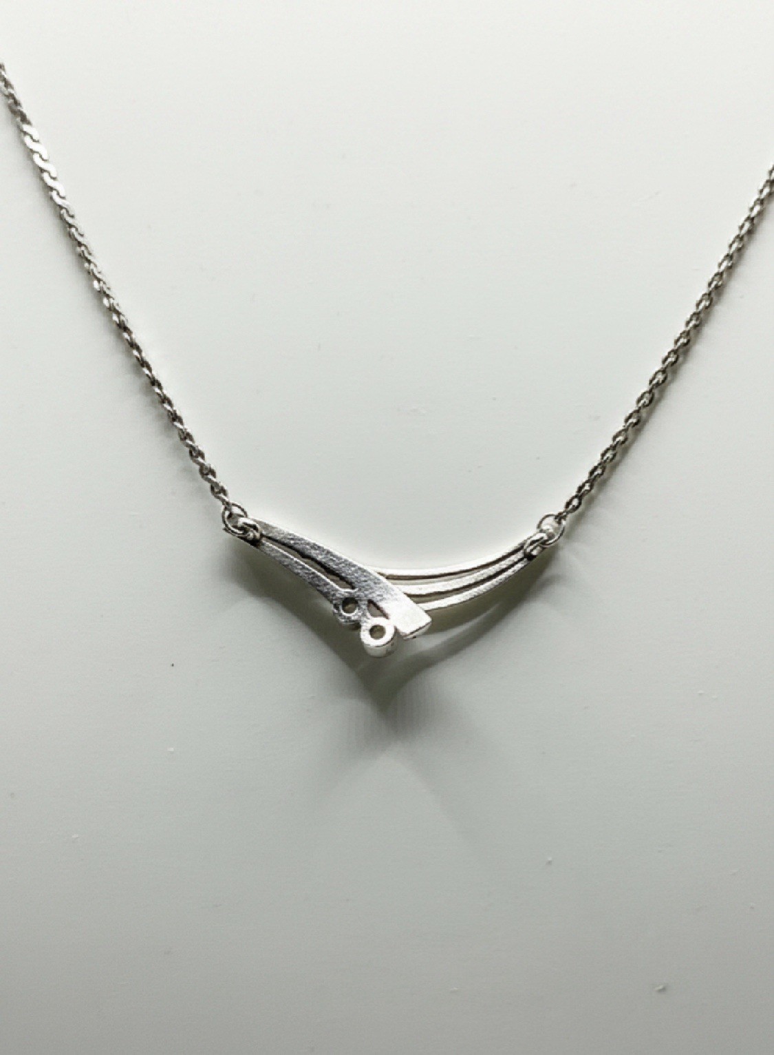 Vtg Swedish Modernist Sterling Silver Quartz Necklace 6.46g EVIR 925 XRF Tested