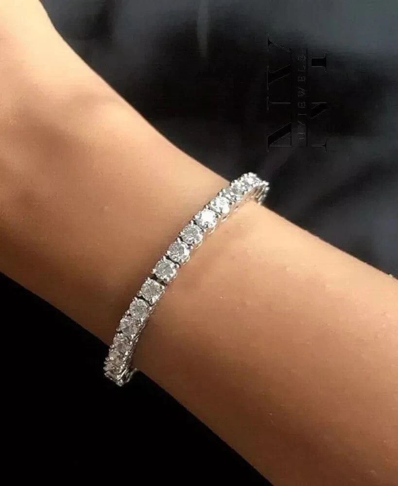 8Ct Round Cut Lab-Created Diamond Women’s Tennis Bracelet 14K White Gold Plated