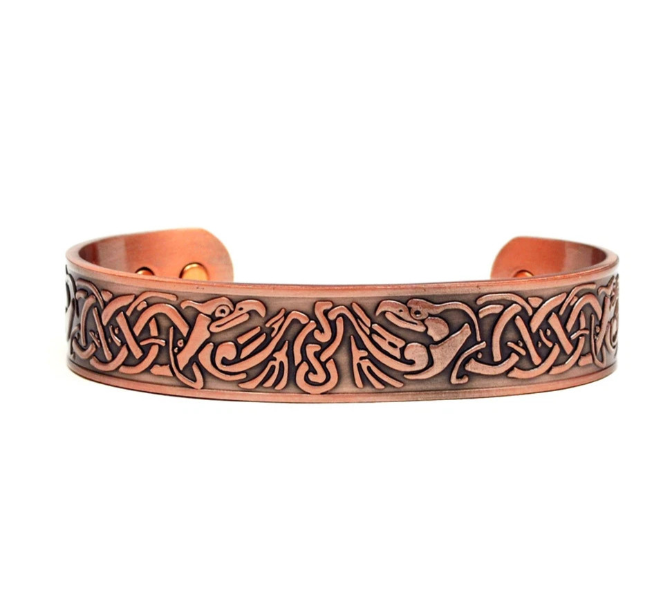 Pure Copper Magnetic Bracelet Arthritis Pain Therapy Healing Cuff Celtic Phoenix