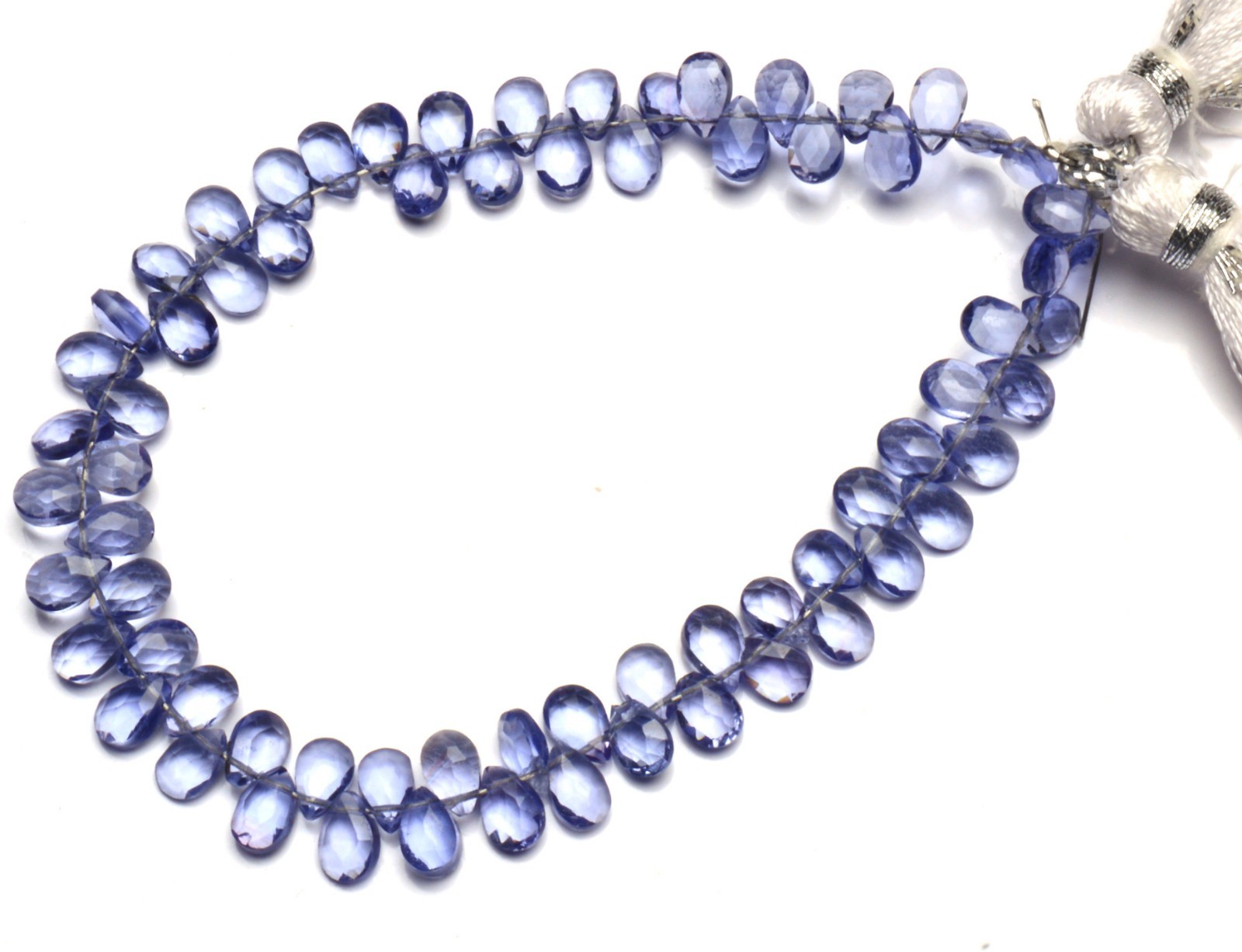 Iolite Color Quartz 5x3MM Approx. Faceted Pear Shape Briolette Beads 6″ Strand