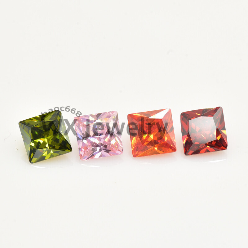 3×3-10x10mm Square Cut 15pcs each color 1pcs ,Loose cubic Zirconia Stone