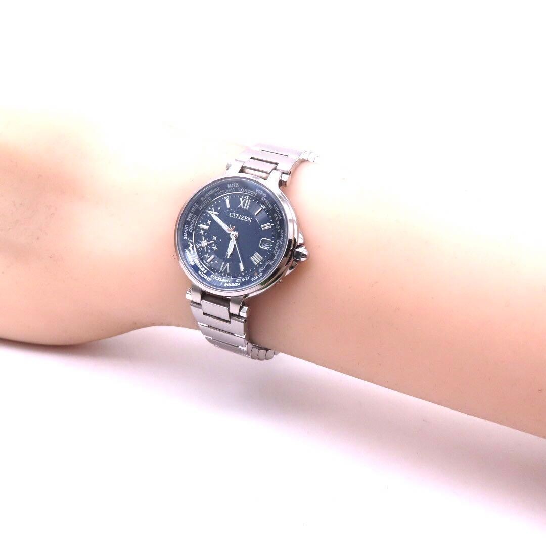CITIZEN xC Happy Flight EC1010-81L Radio Solar Diamond Ladies Watch Navy Dial