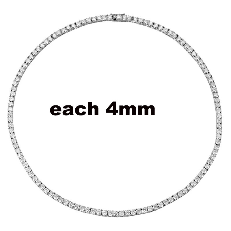 2.5-6.5Mm Full Moissanite Tennis Necklace for Women Sparkling Diamond Pendant 92