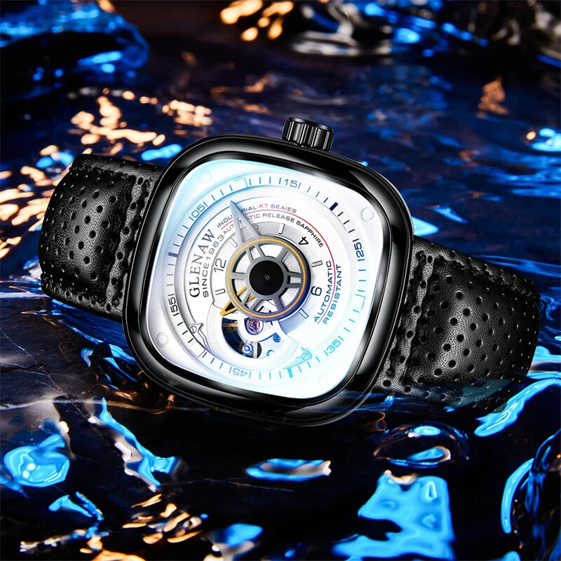 2025 New Mechanical Watch for Men Breathable Leather stainless Steel Automatic