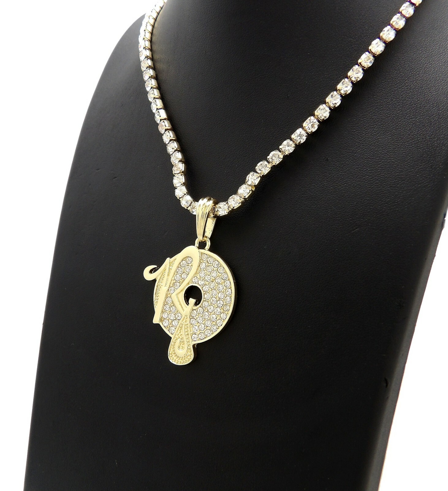 Iced Gold Plated Alloy ROCAFELLA Pendant & 16″ 18″ 20″ Rhinestone Chain Necklace