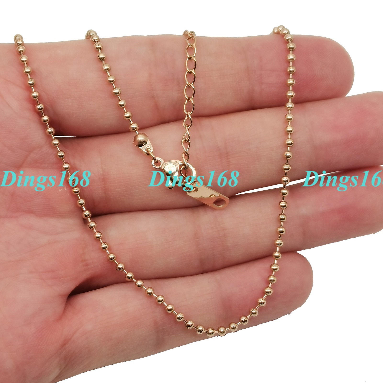 Men&Women’s Real 18K Rose Gold Filled 2mm wide Italian Bead Chain Necklace P992R