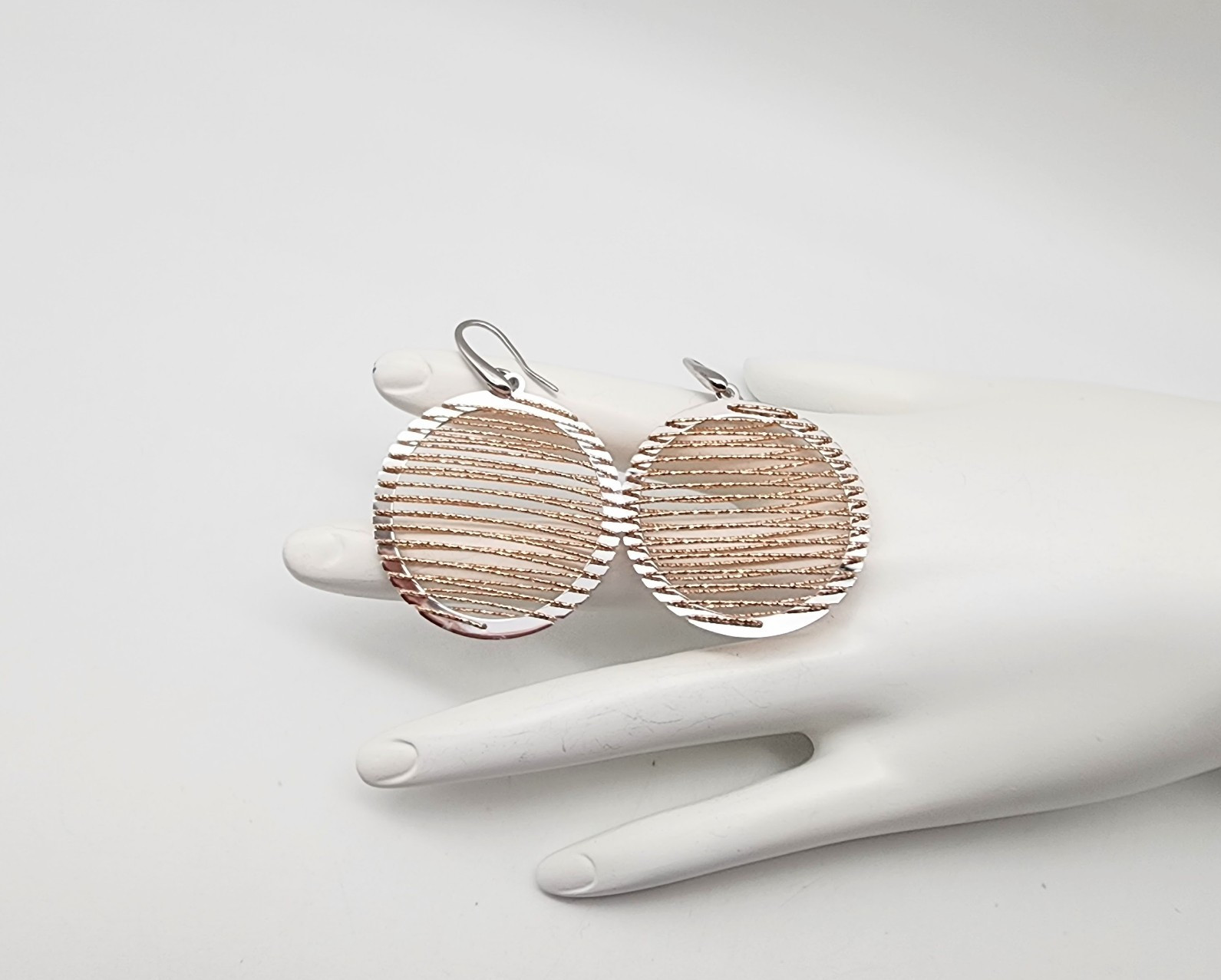 ITALIAN STERLING SILVER 925 NEW EARRINGS ACCENTED W/COPPER COLORED WIRE WRAPING!