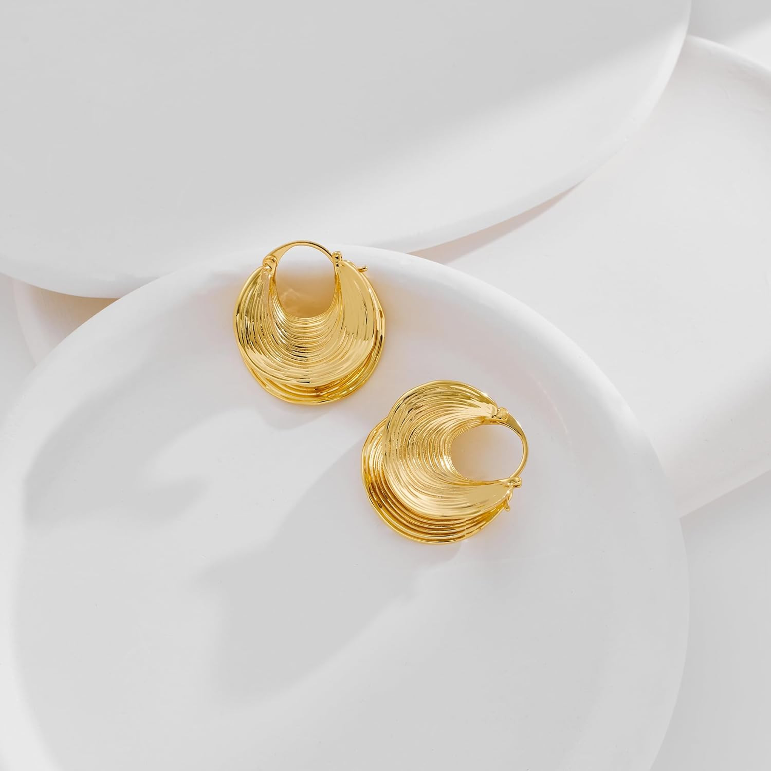 Chunky Gold Hoop Earrings for Women Gold Plated Statement Huggie Hoops Trendy Me