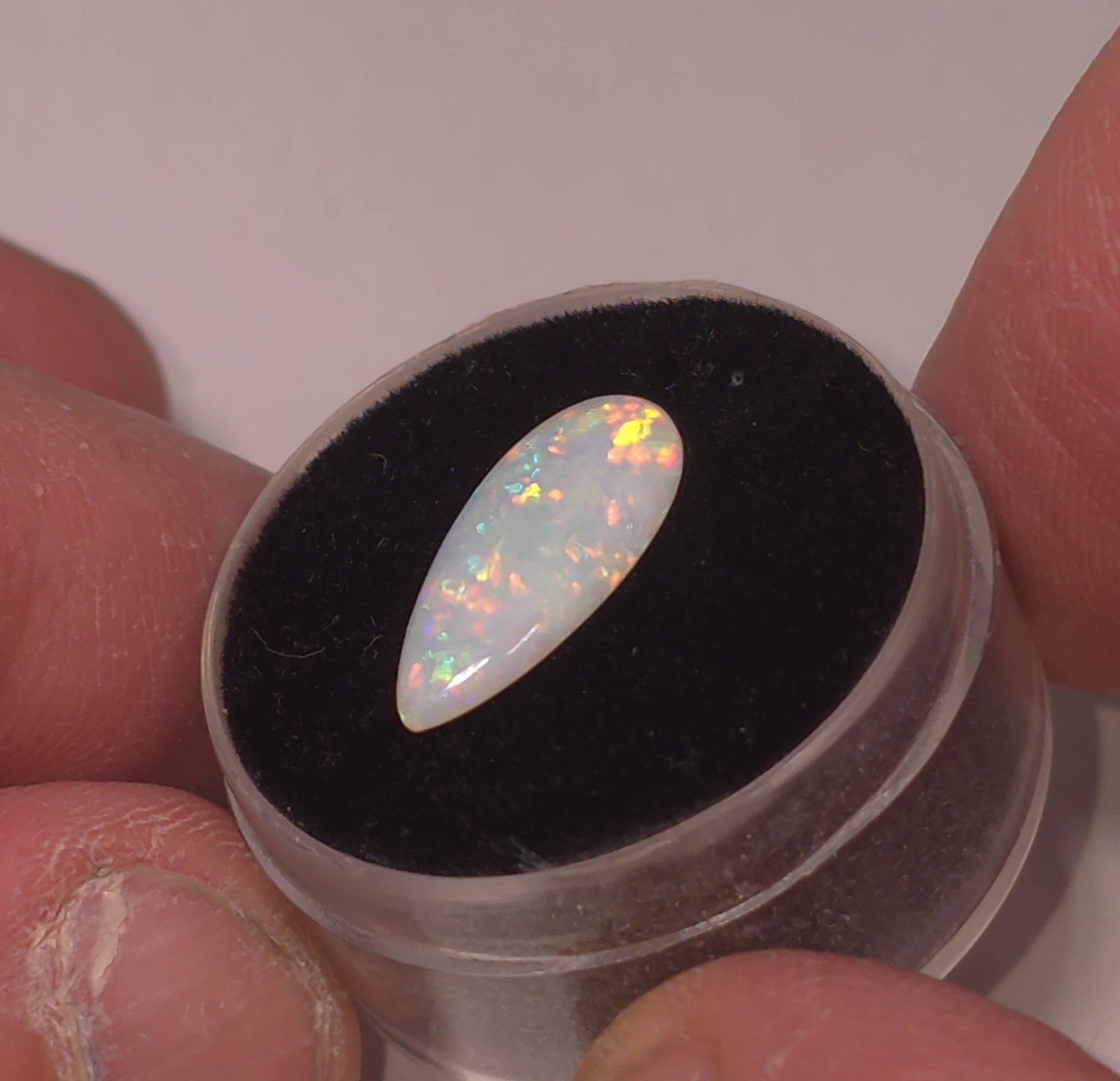 White Opal Coober Pedy Australia Natural Opal Pear Cabochon – 16 mm x 7.5 mm