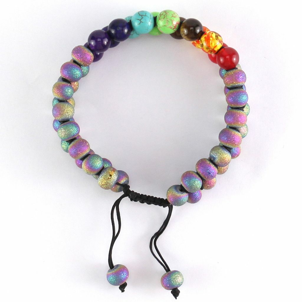 Natural Stone Bead 7 Chakra Healing Bracelet Braided Yoga Reiki Energy Bangle