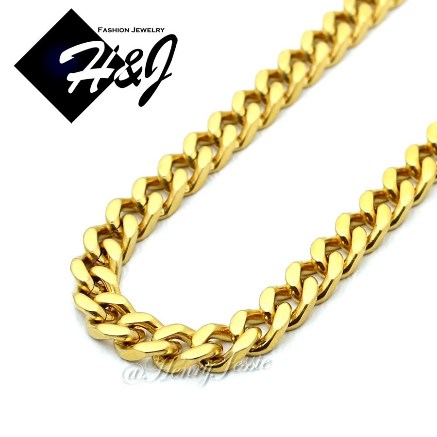 20″MEN Stainless Steel 5mm Gold Plated Cuban Necklace ICY CZ Jesus Pendant*GP133
