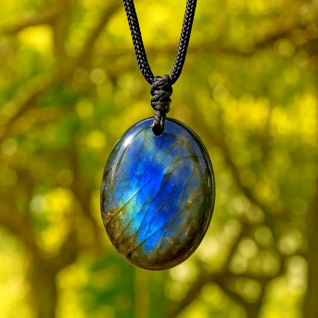 Labradorite Stone Pendant Natural Healing Crystal Amulet Necklace Gift for Women