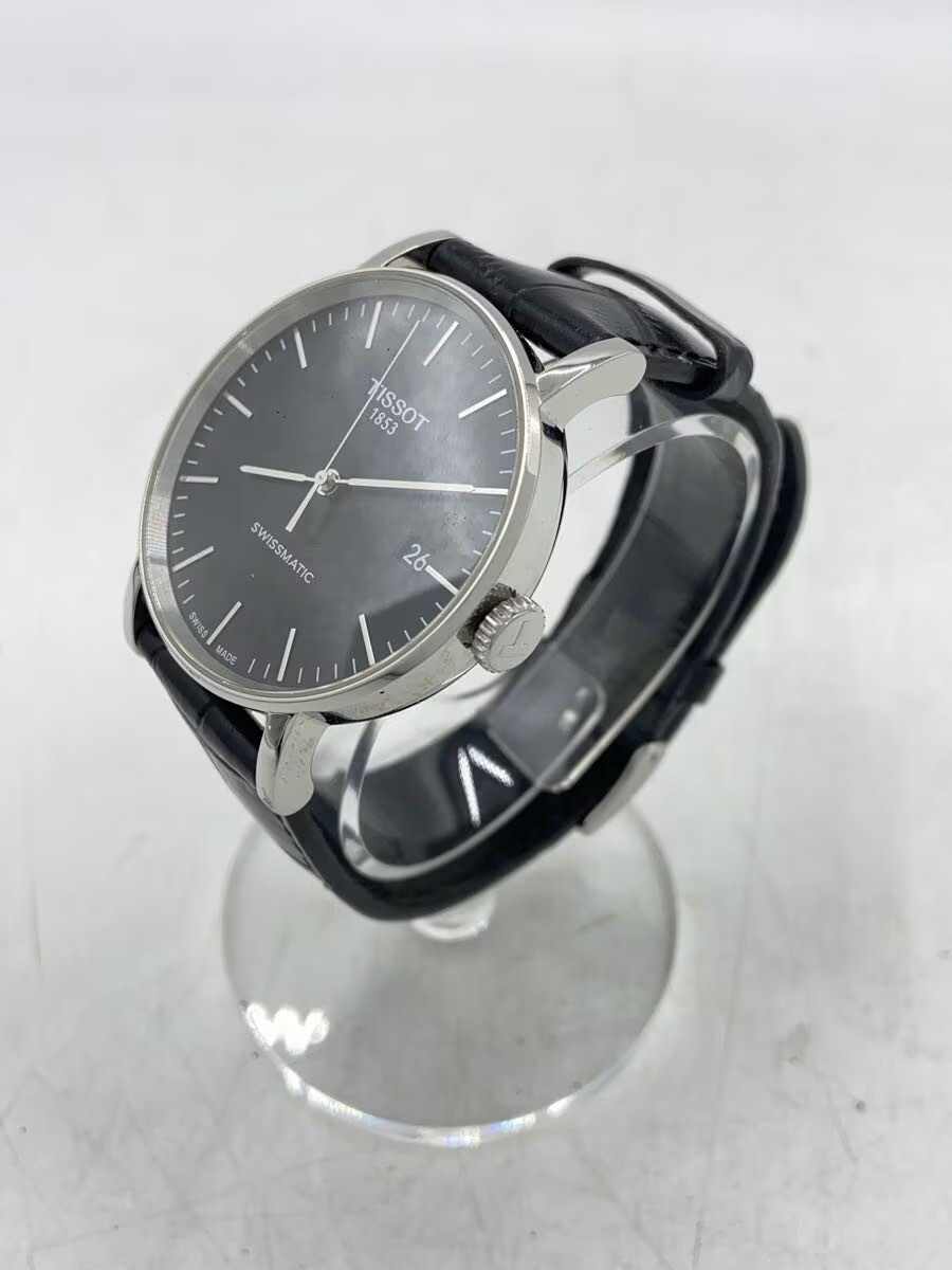 TISSOT Everytime Swissmatic T109407 Automatic Black Dial Date Leather Wat