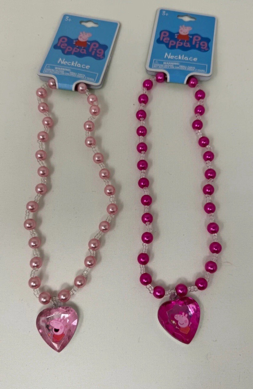 Peppa Pig Necklace 10 Inches- 2 pcs 1 Hot Pink & 1 Light Pink Brand New/ Tags