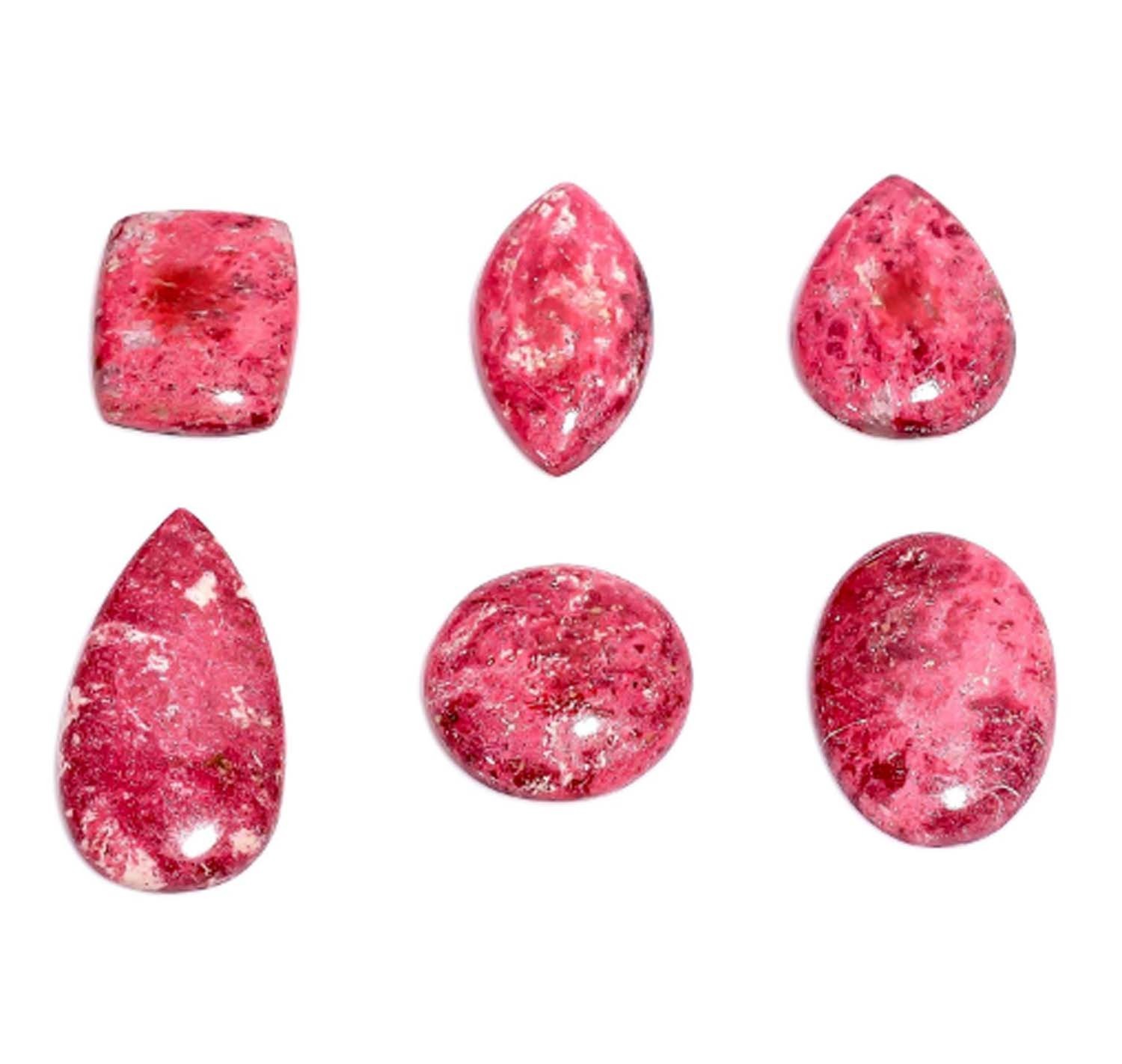 Norway Natural Thulite Hi-Grade 100.00 Cts Big Size Cabochon Gemstone 5 Pcs Lot