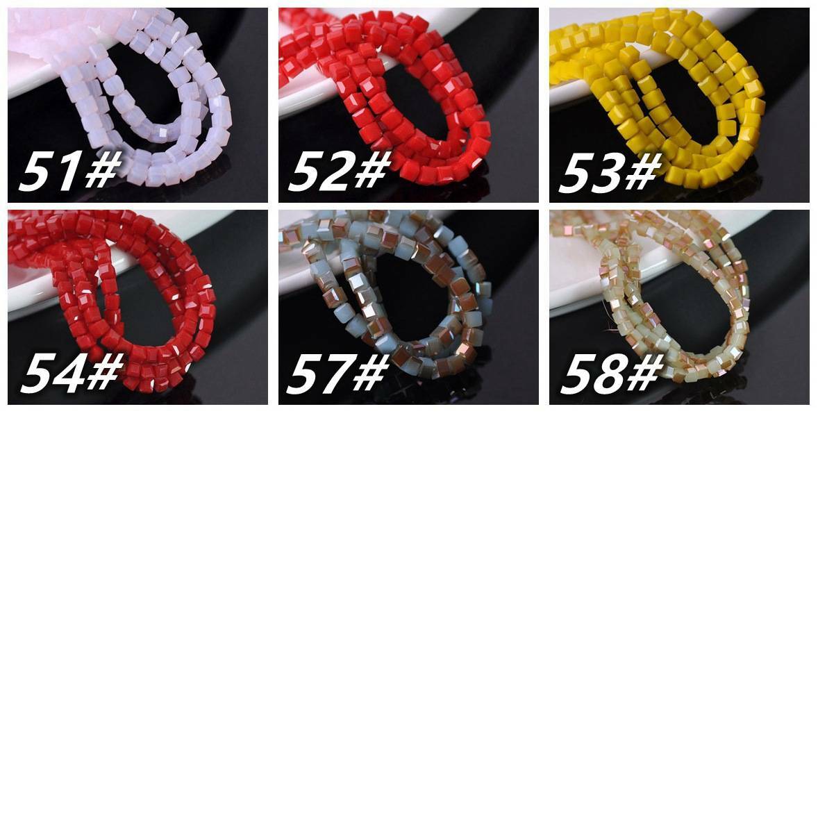 100pcs 4mm Small Cube Square Faceted Crystal Glass Loose Crafts Spacer Beads lot