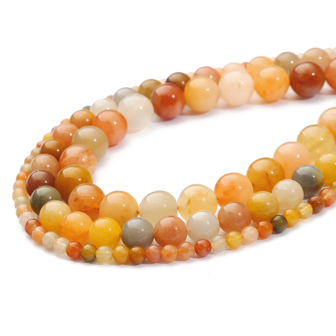 4-12mm Natural Gemstone Golden Silk Jade Round Spacer Beads for Jewelry Making