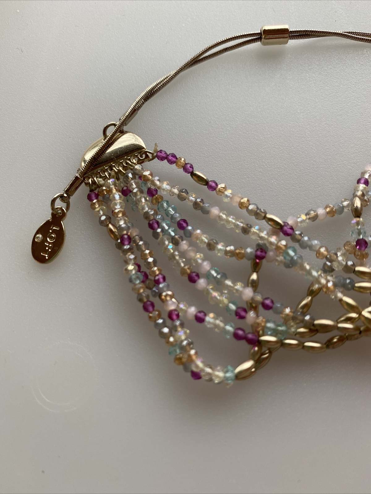 ANN TAYLOR LOFT BEADED MULTI STRAND SLIDER BRACELET