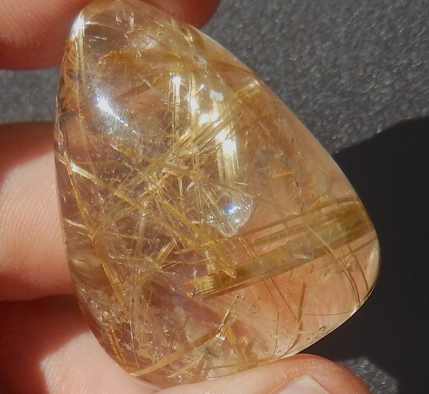 Golden Rutilated Polished Pear Cabochon Top Grade 24.3 Grams 121 Carats Brazil