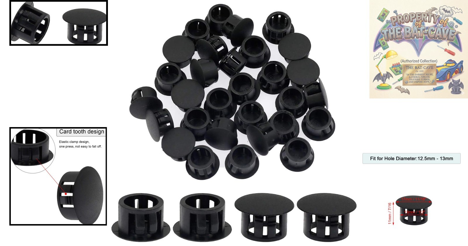 Versatile 30PCS 13mm Black Hole Plugs – Weather-Resistant for Indoor/Outdoor Use