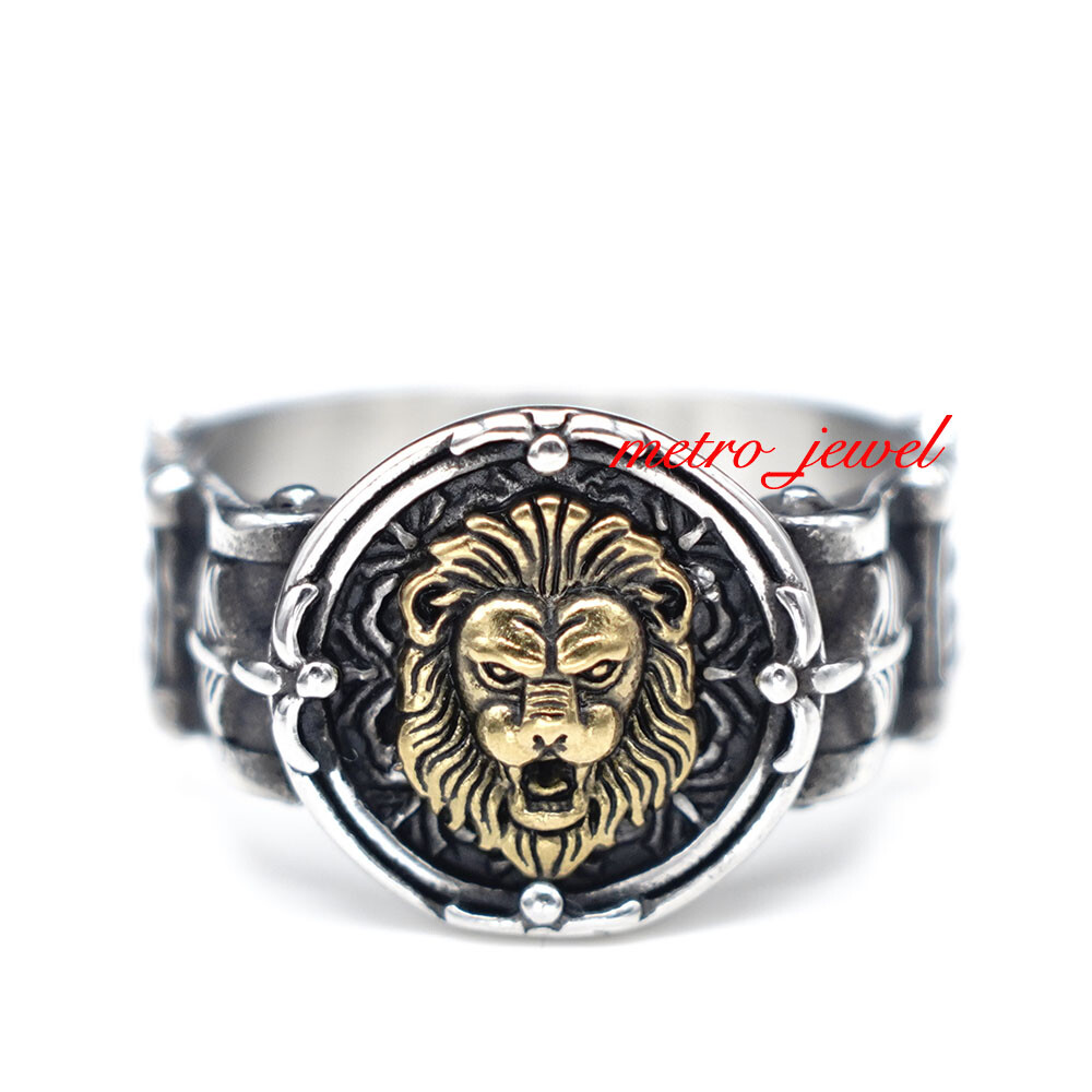 JXC Mens Gold Plated Stainless Steel Lion Head of Judah Ring Men Size 7 8 9-15