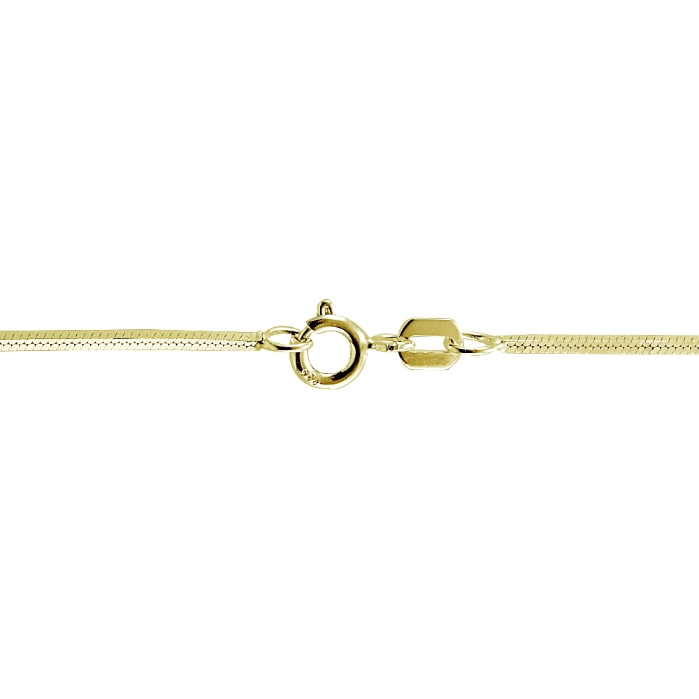 Gold Tone over Sterling Silver Italian 1mm Square Snake Chain Necklace in 14-30″