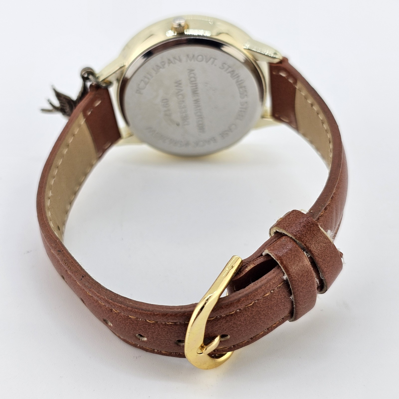 Women’s World Map Watch 38MM Multicolor Dial Brown Leather Bands NEW Battery