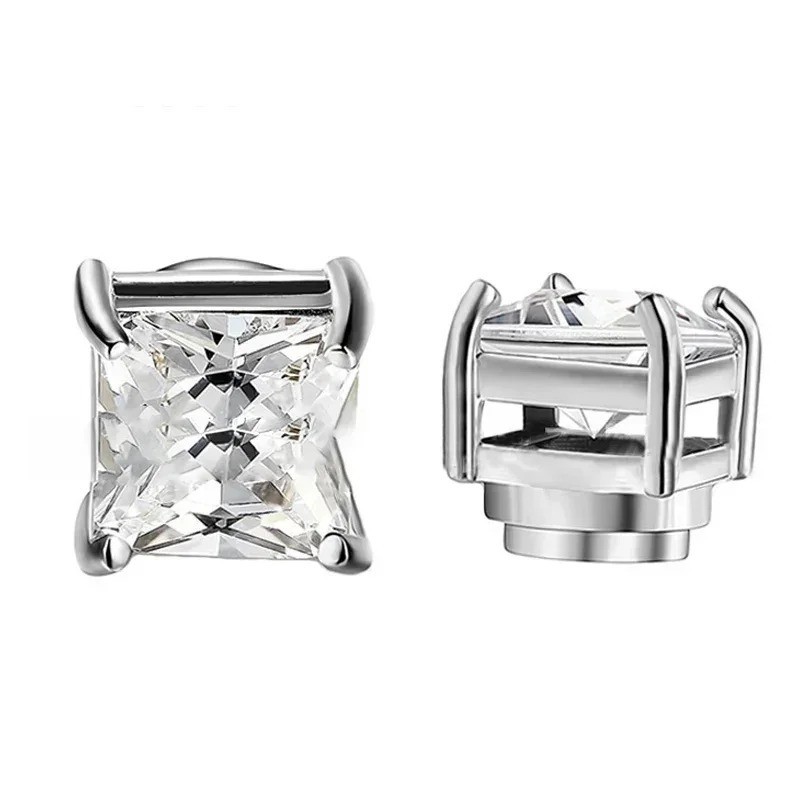 4 Pair Men Women Stainless Steel Magnetic Stud Earrings Non-Piercing Clip on E40