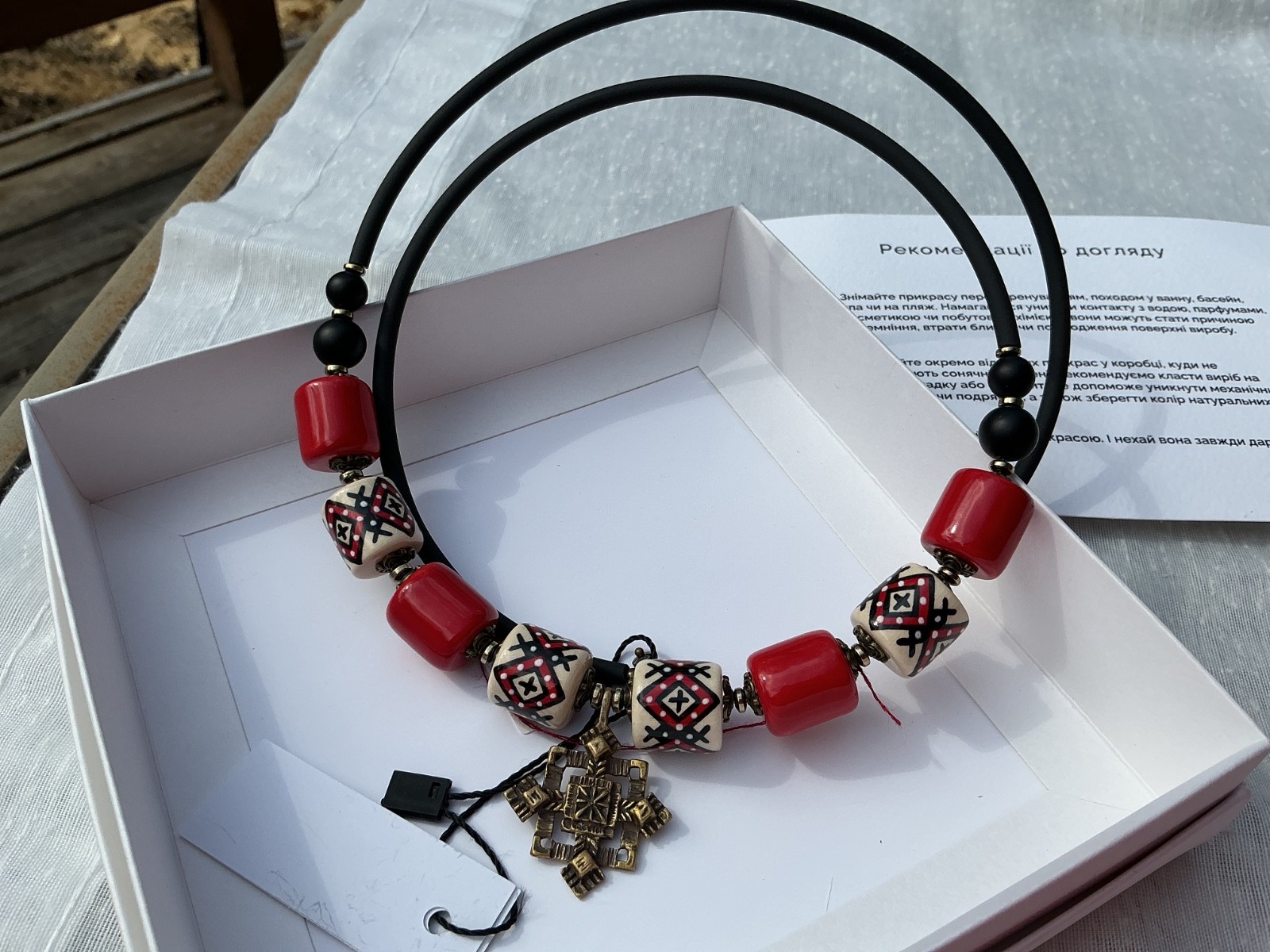 NWT Handmade Ukrainian Ethnic Jewelry Necklace Folk Style “Oksana Boriychuk