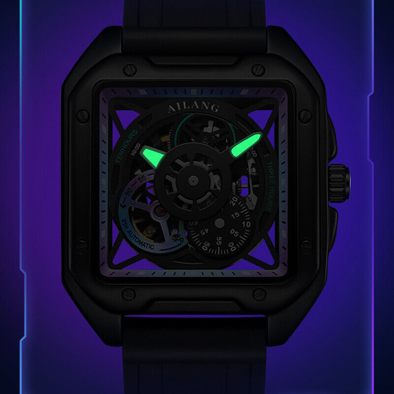 AILANG Men Watch Waterproof Hollow Design Automatic Mechanical Wristwatch-8309