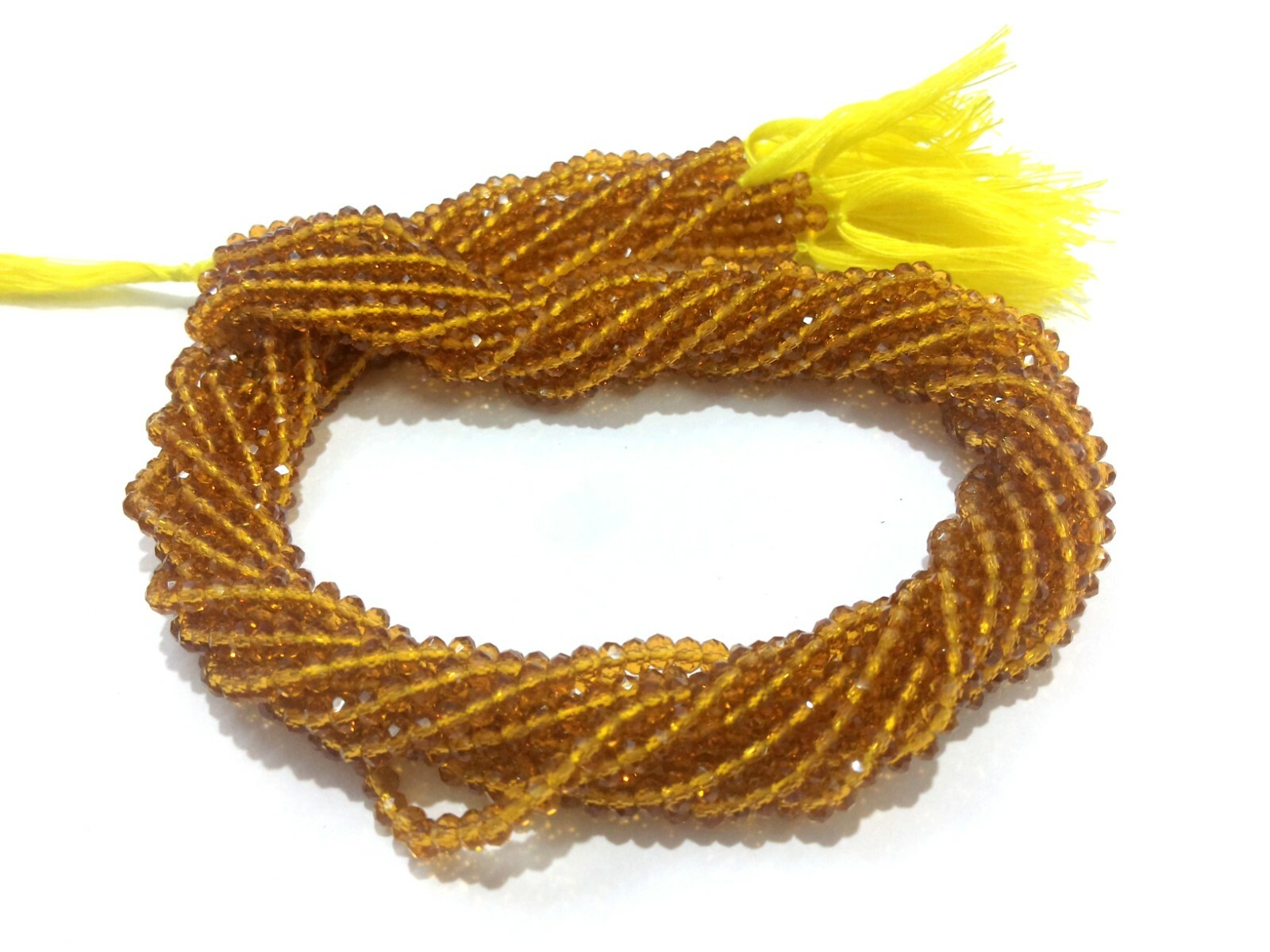 10 Strand Yellow Quartz Rondelle Faceted 3-4mm Yellow Quartz Hydro Beads 12″inch