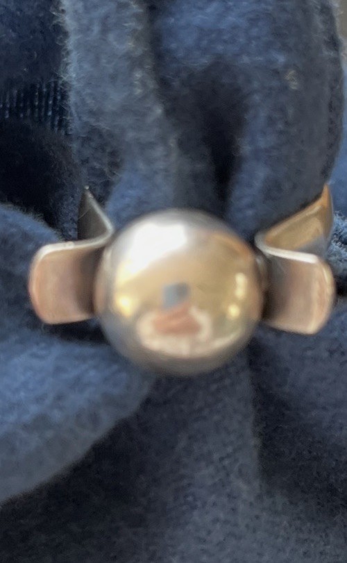 Vintage Sterling Silver Modernist Sphere Ring Adjustable 5.5 A12