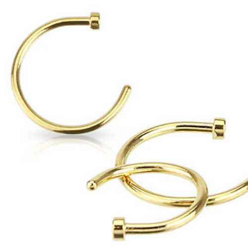 Nose Ring Gold IP Surgical Steel Hoop 16g, 18g, 20g, 22g, 5/16″, 3/8″, 8mm, 10mm