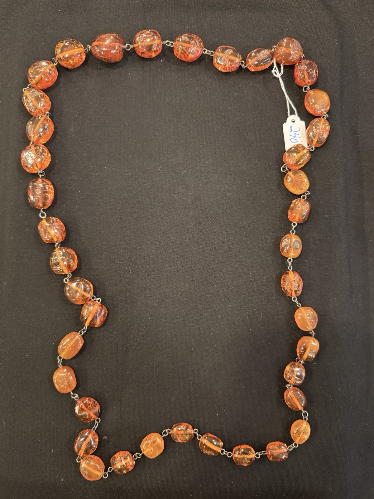 Vintage Genuine Amber Bead Necklace Large Cognac Honey Orange 82g Estate