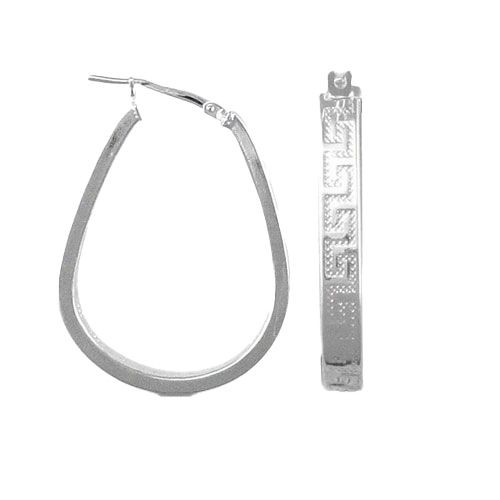Hoop Earrings Sterling Silver Greek Key Womens Jewellery