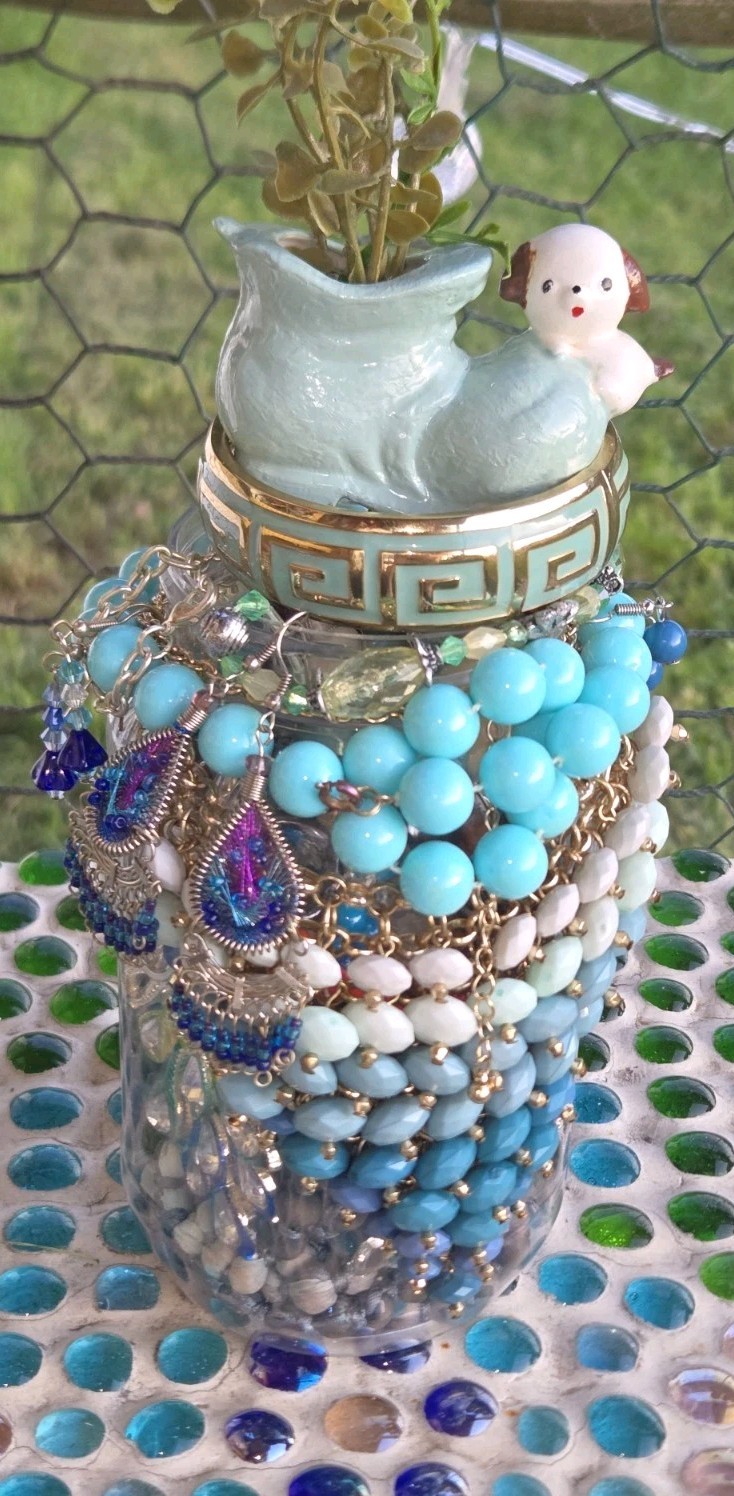 Blue🪩Blast Of Beauty~Mystery Jewelry Jar~Vintage 2 Now~Packed/Wearable Pieces